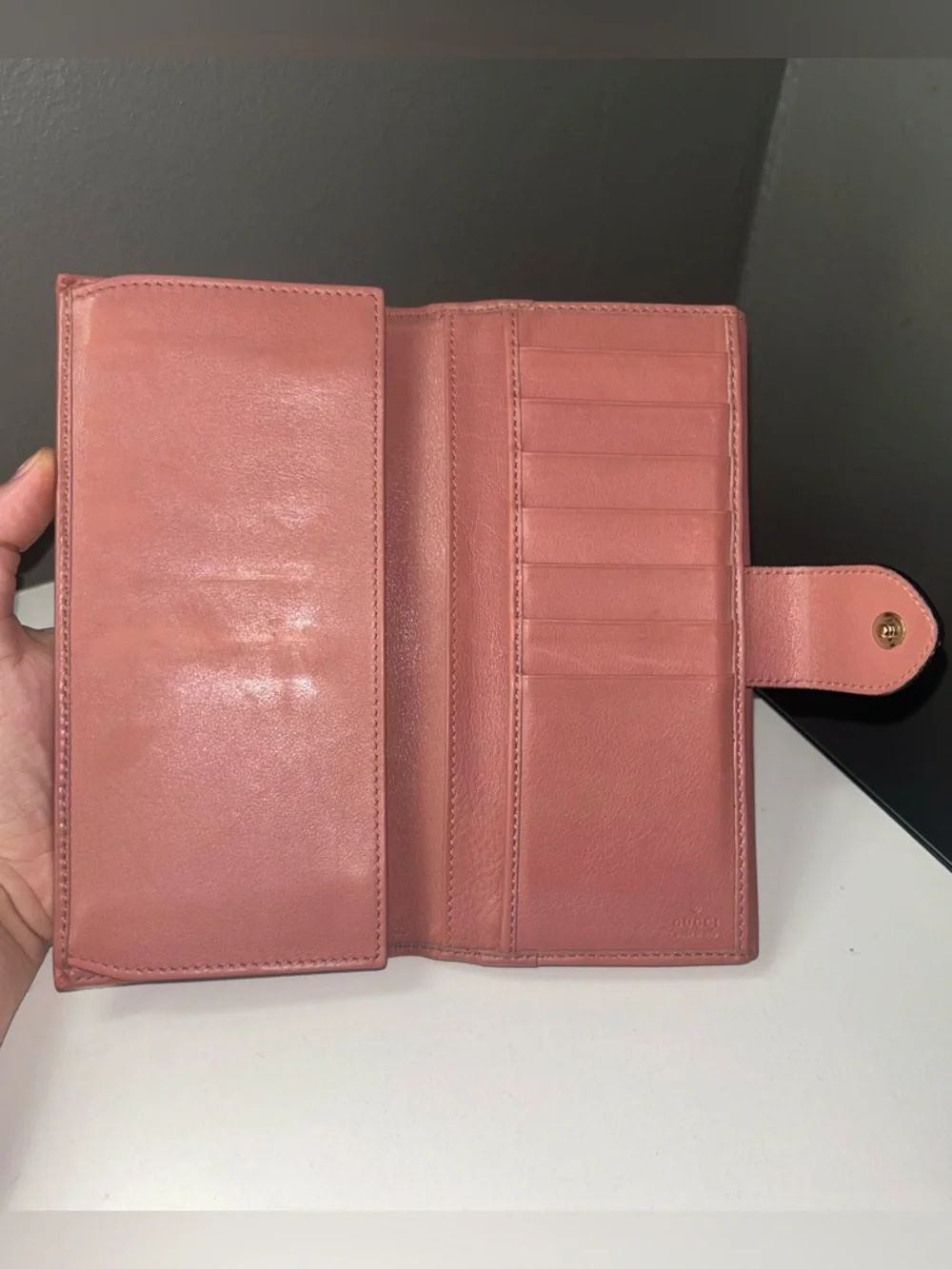 Gucci GG Monogram Canvas Pink Continental Heart Wallet - Picture 3 of 15